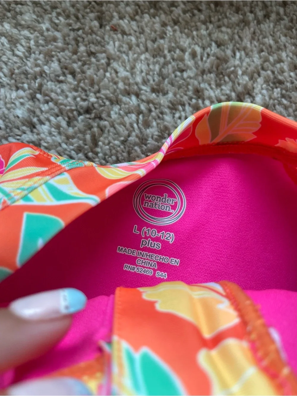 wonder nation Orange Floral Long-Sleeve Kids Swim Rashguard